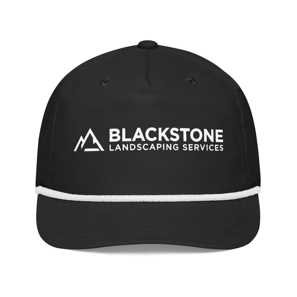 Black rope cap with Blackstone Landscaping Services logo